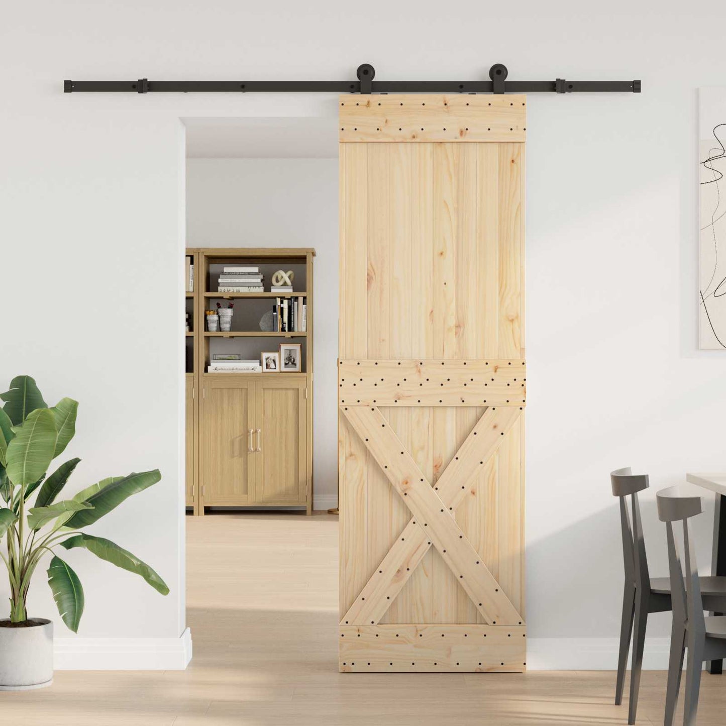 Skyvedør NARVIK Naturlig og svart 70 x 210 cm (213,5 cm)