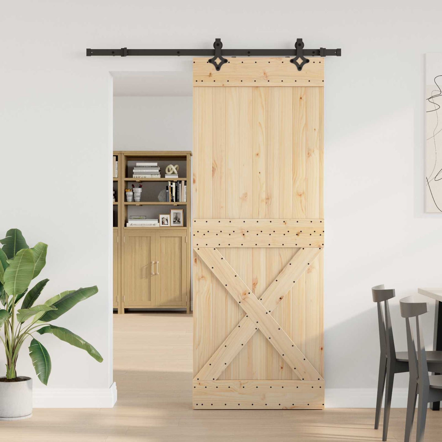 Skyvedør NARVIK Naturlig og svart 85 x 210 cm (152,5 cm)