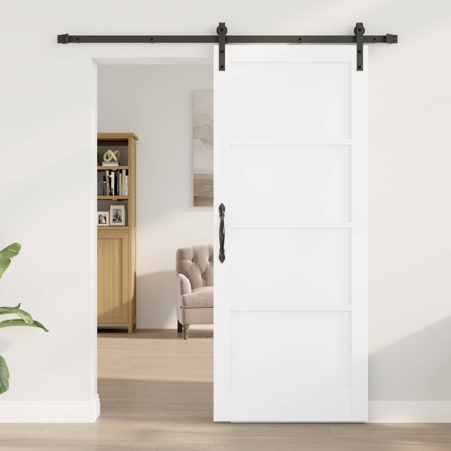 Skyvedør Hvit og svart 83 x 202 cm Heltre furu