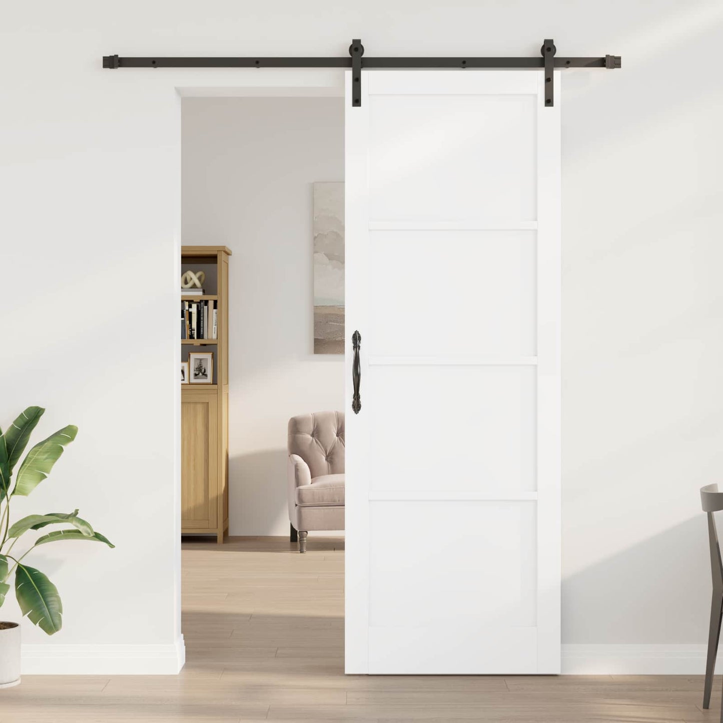 Skyvedør Hvit og svart 83 x 232 cm Heltre furu