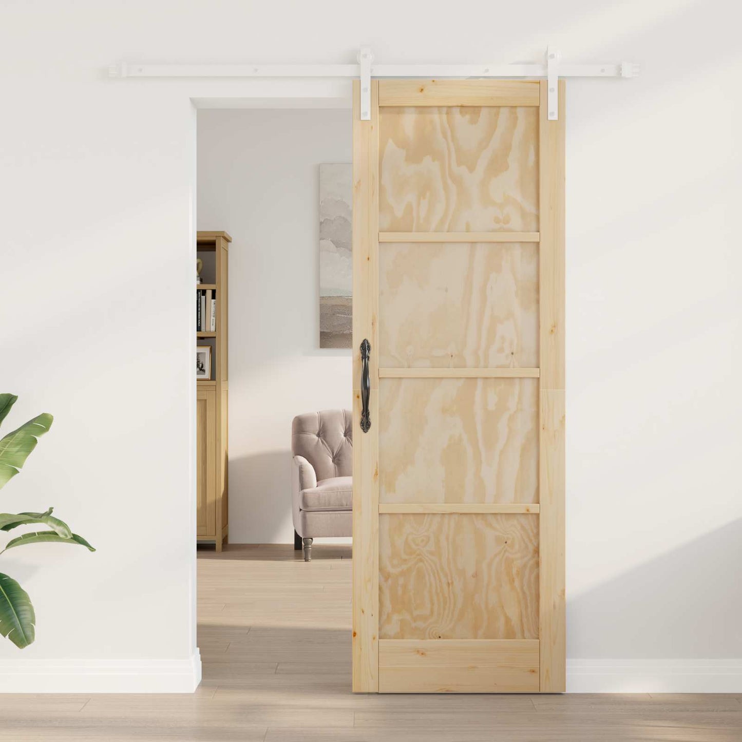Skyvedør Naturlig og Hvit 73,5 x 211 cm Heltre furu