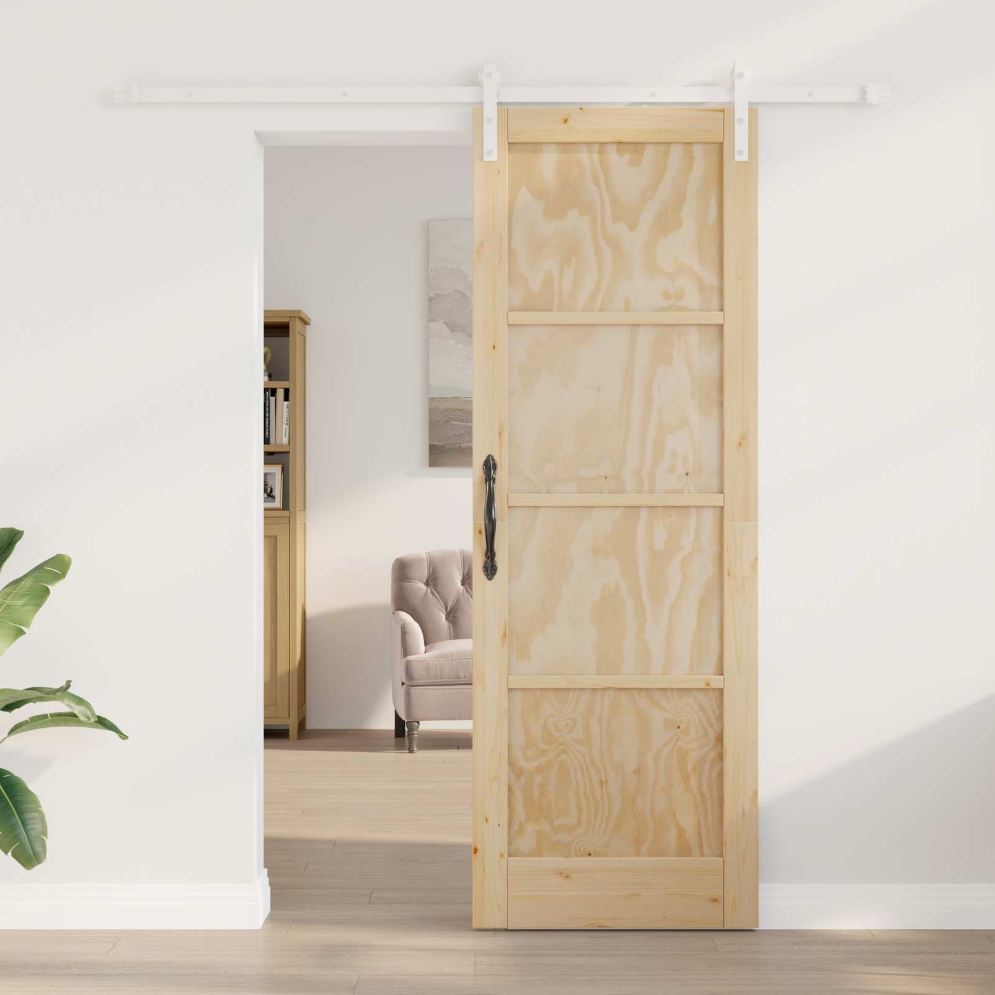 Skyvedør Naturlig og Hvit 73,5 x 211 cm Heltre furu