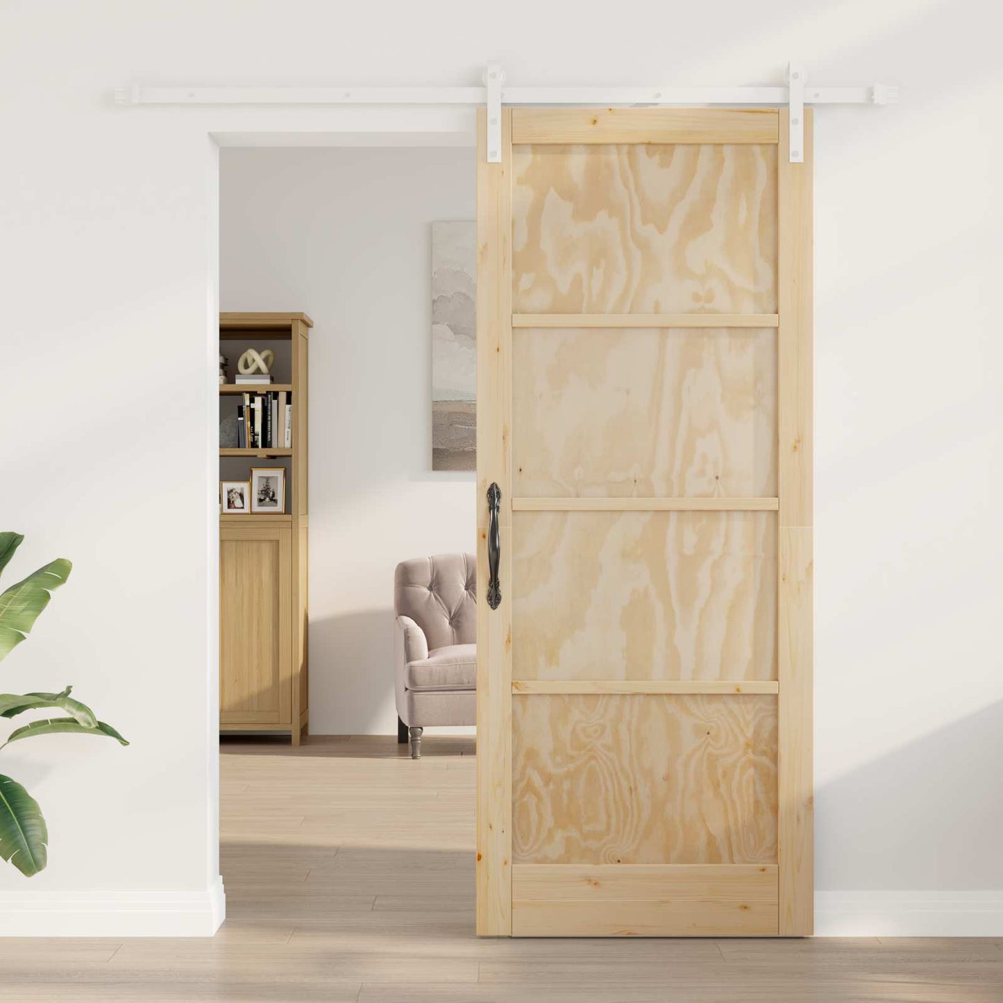 Skyvedør Naturlig og Hvit 86 x 211 cm Heltre furu