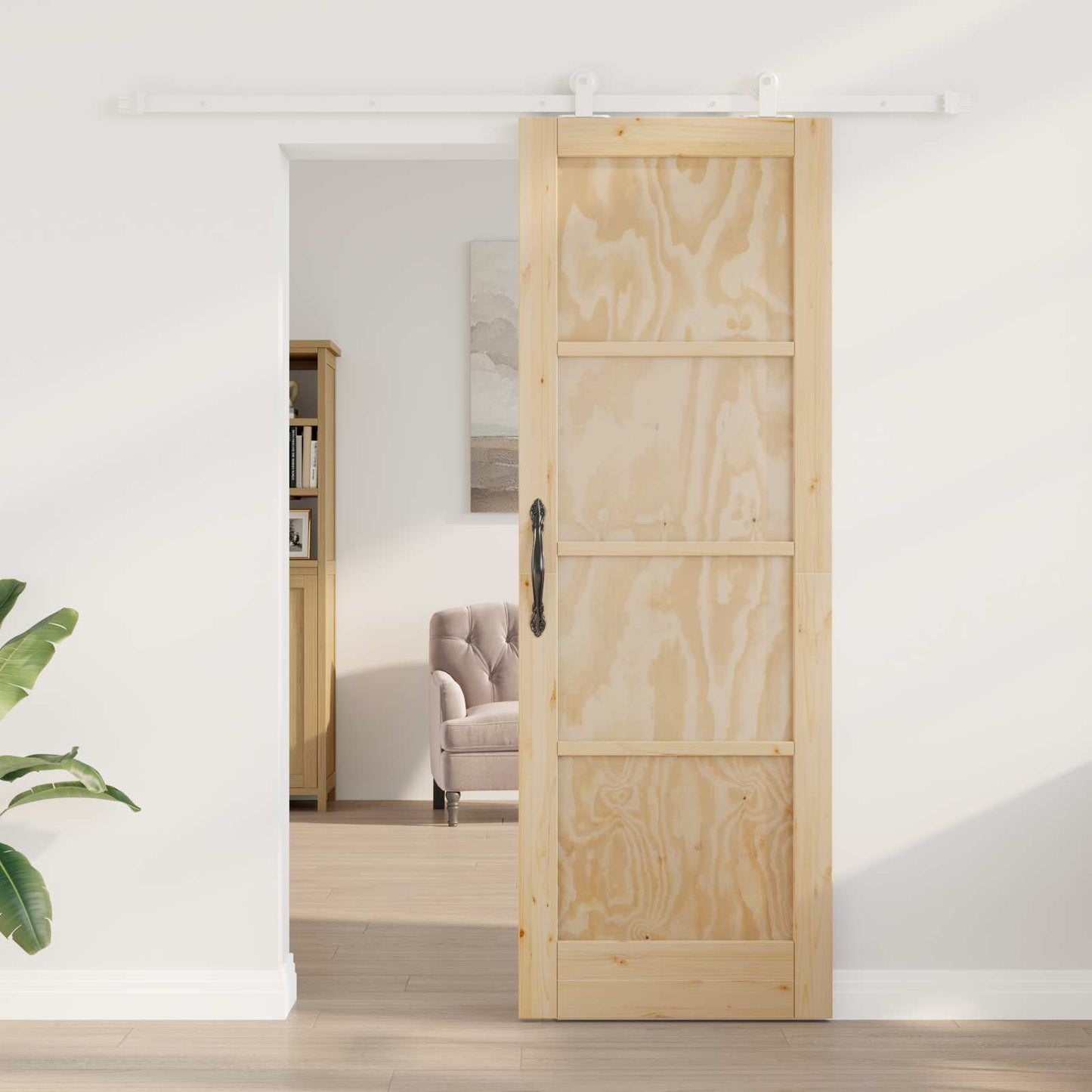 Skyvedør Naturlig og Hvit 73,5 x 211 cm Heltre furu