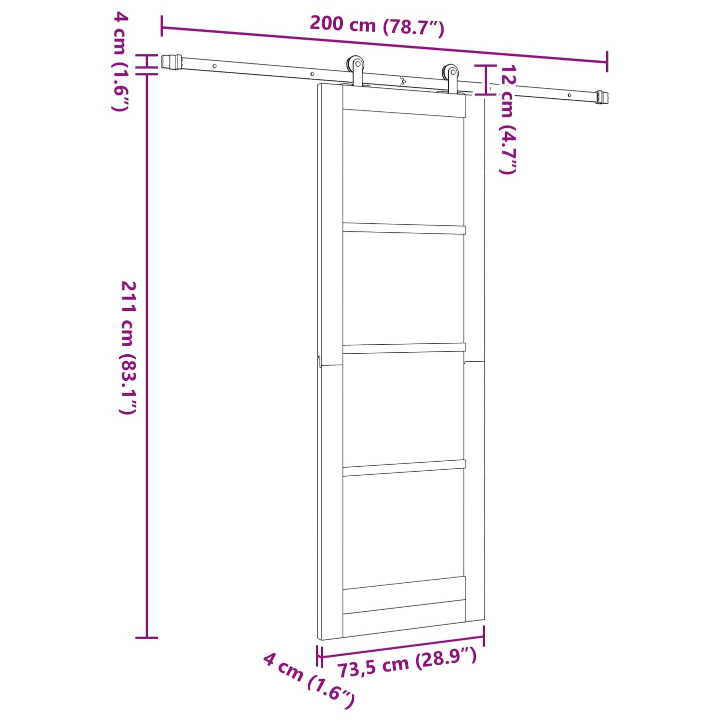 Skyvedør Naturlig og Hvit 73,5 x 211 cm Heltre furu