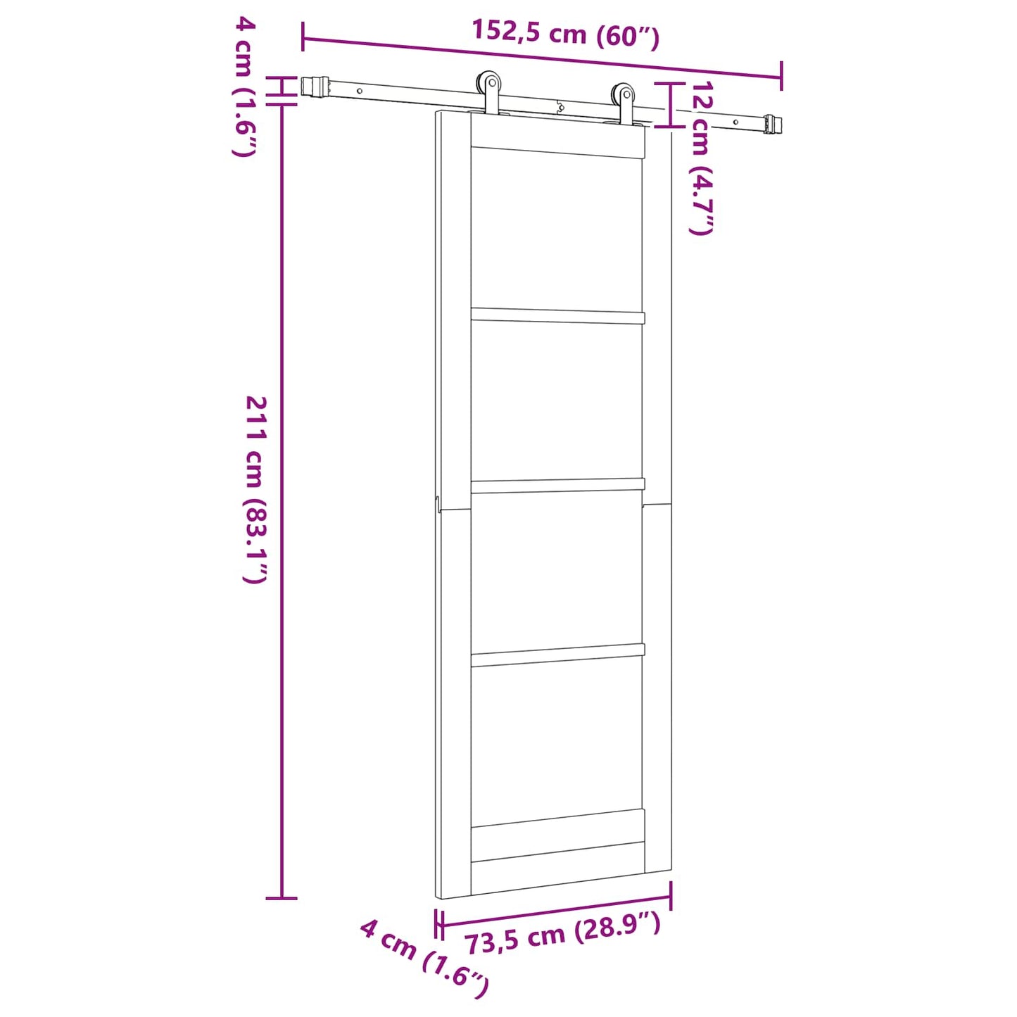 Skyvedør ORKDAL Naturlig 73,5 x 211 cm Heltre furu