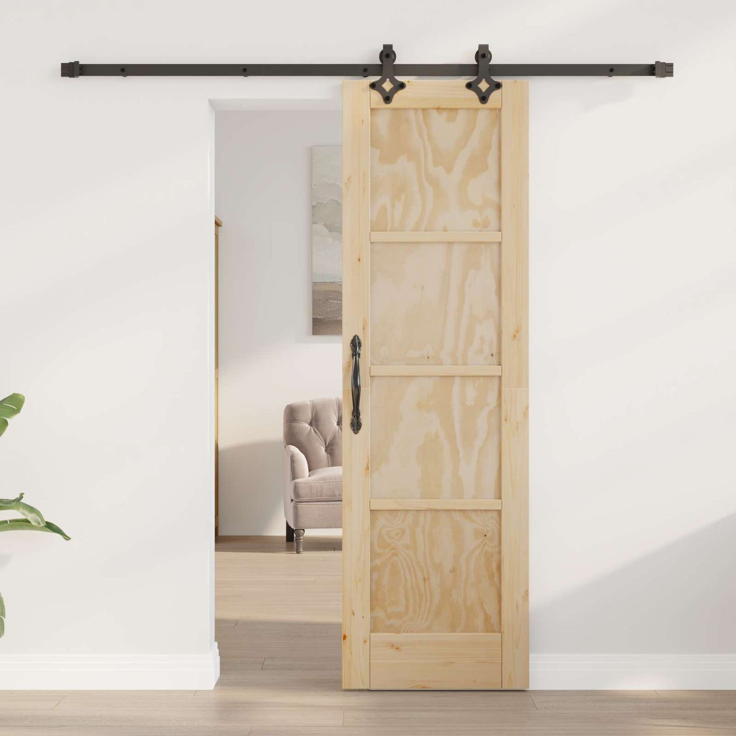 Skyvedør Naturlig og svart 61 x 198,5 cm Heltre furu