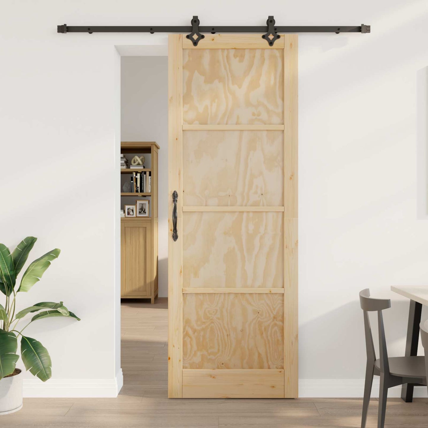 Skyvedør Naturlig og svart 83 x 232 cm Heltre furu
