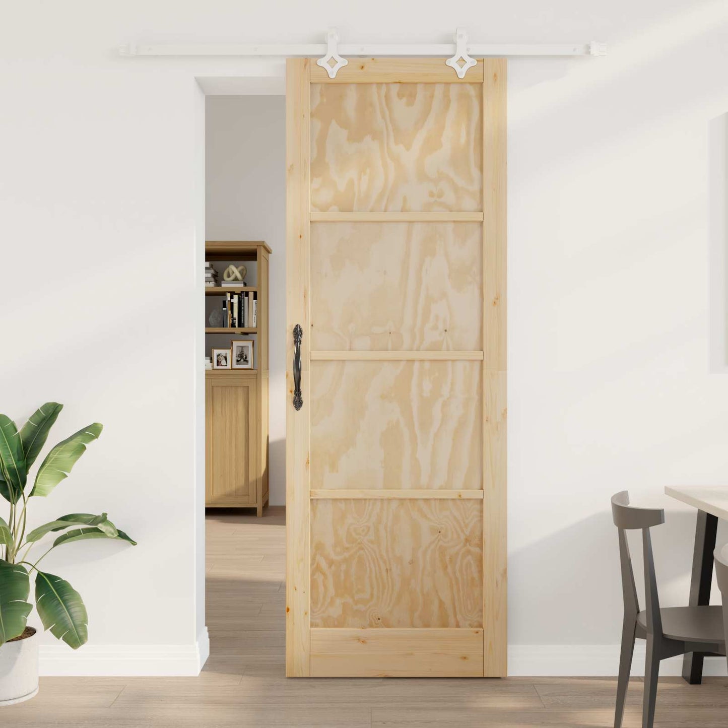 Skyvedør Naturlig og Hvit 83 x 232 cm Heltre furu