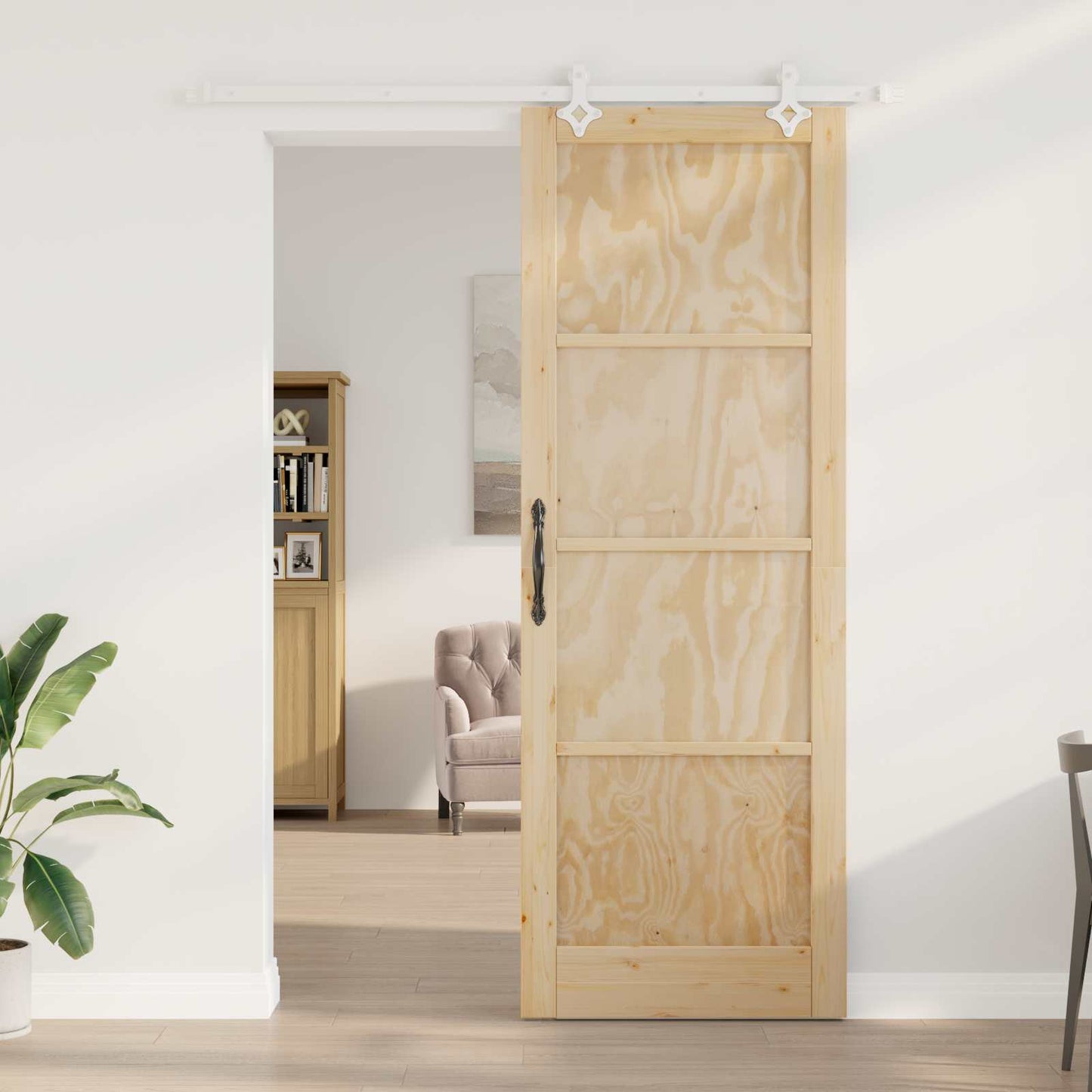 Skyvedør Naturlig og Hvit 83 x 232 cm Heltre furu