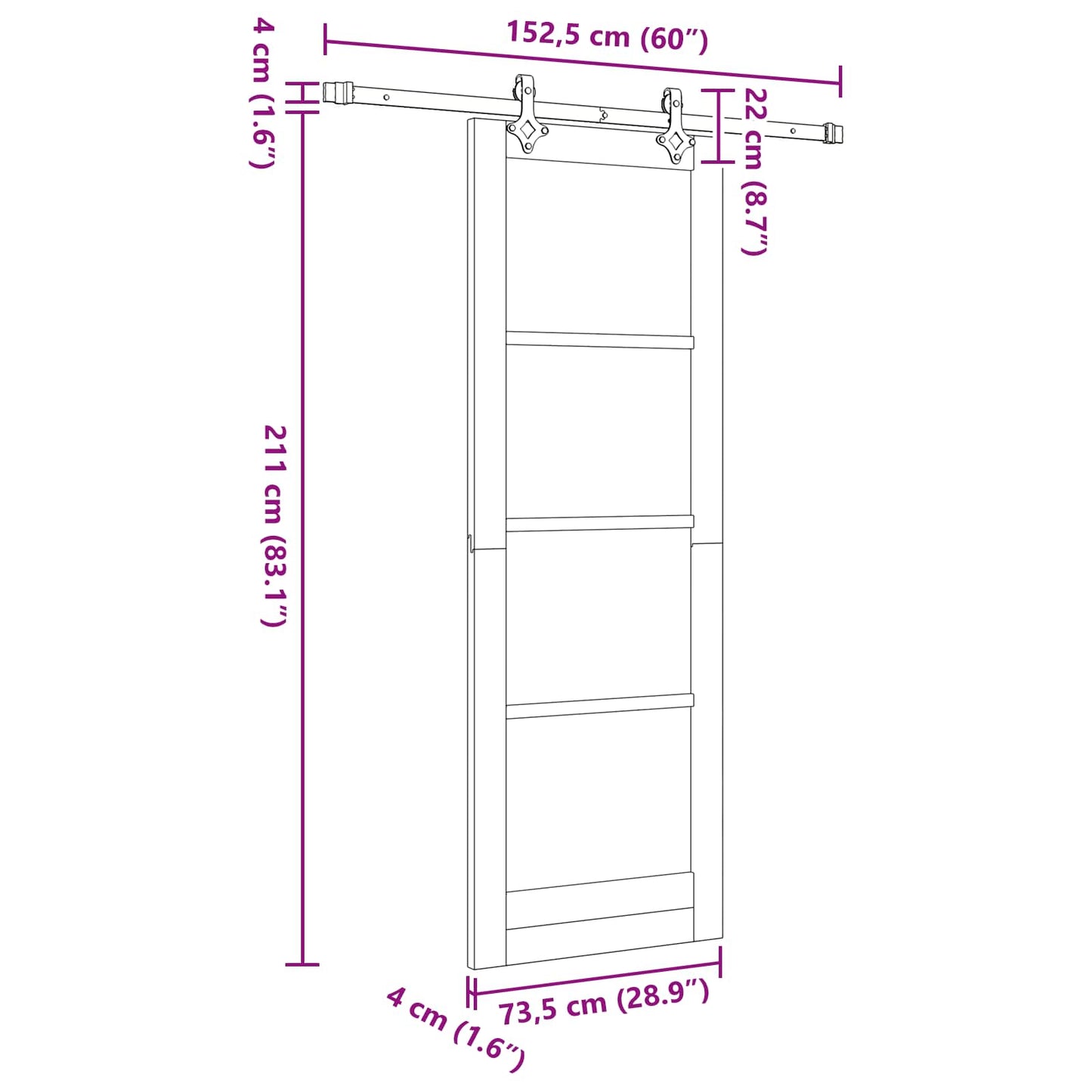 Skyvedør ORKDAL Naturlig 73,5 x 211 cm Heltre furu