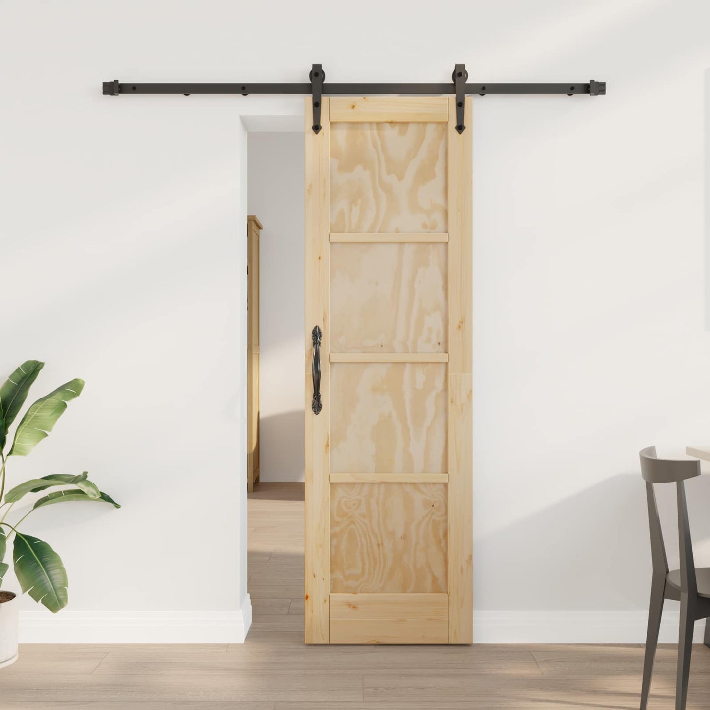 Skyvedør ORKDAL Naturlig og svart 61 x 198,5 cm Heltre furu