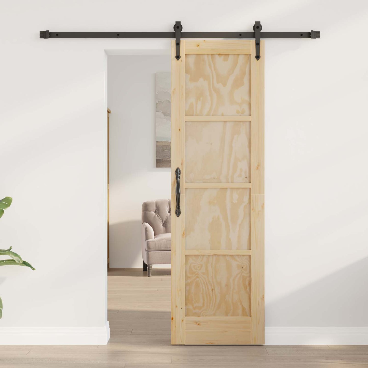 Skyvedør ORKDAL Naturlig og svart 61 x 198,5 cm Heltre furu