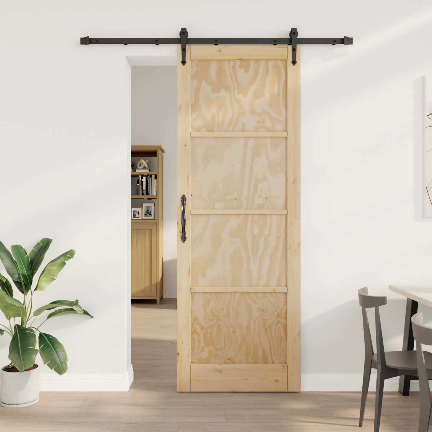Skyvedør ORKDAL Naturlig og svart 83 x 232 cm Heltre furu