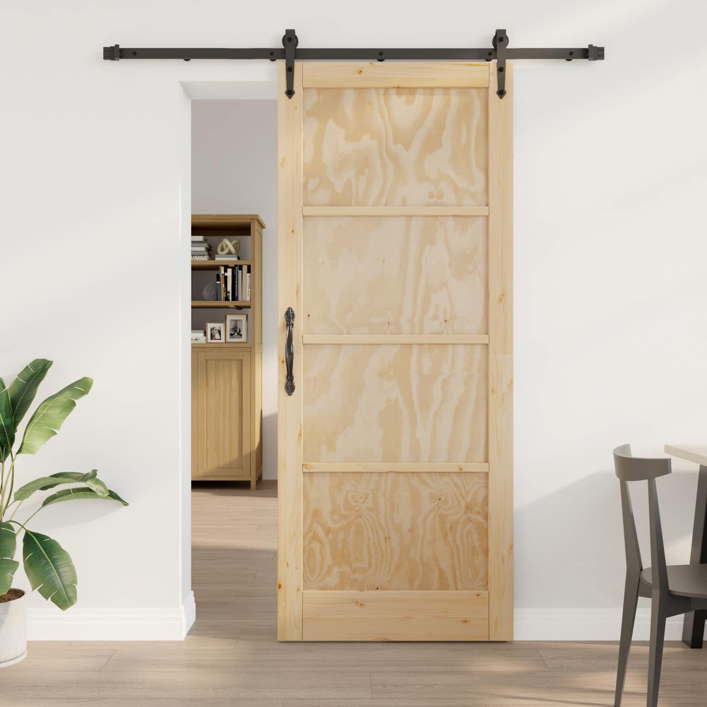 Skyvedør ORKDAL Naturlig og svart 86 x 211 cm Heltre furu