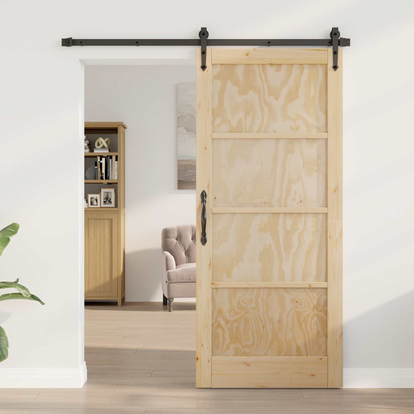 Skyvedør ORKDAL Naturlig og svart 86 x 211 cm Heltre furu