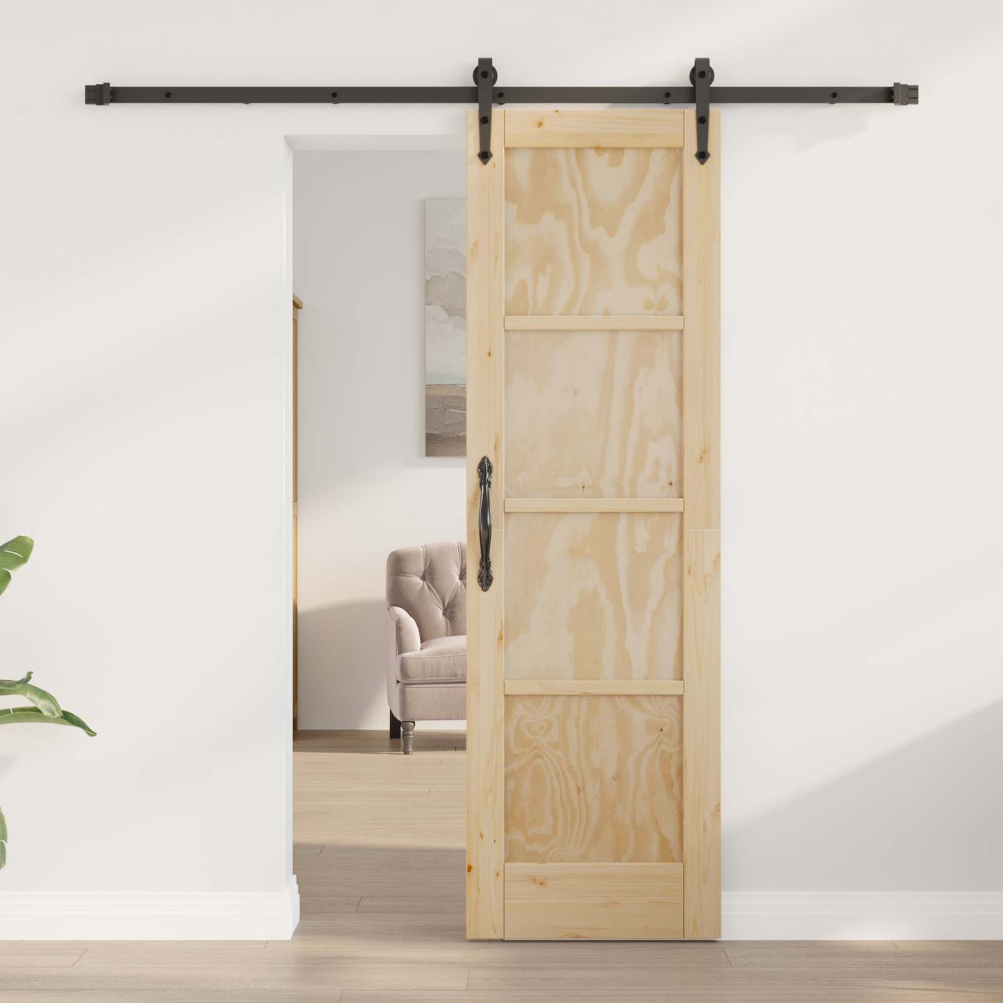 Skyvedør ORKDAL Naturlig og svart 61 x 198,5 cm Heltre furu