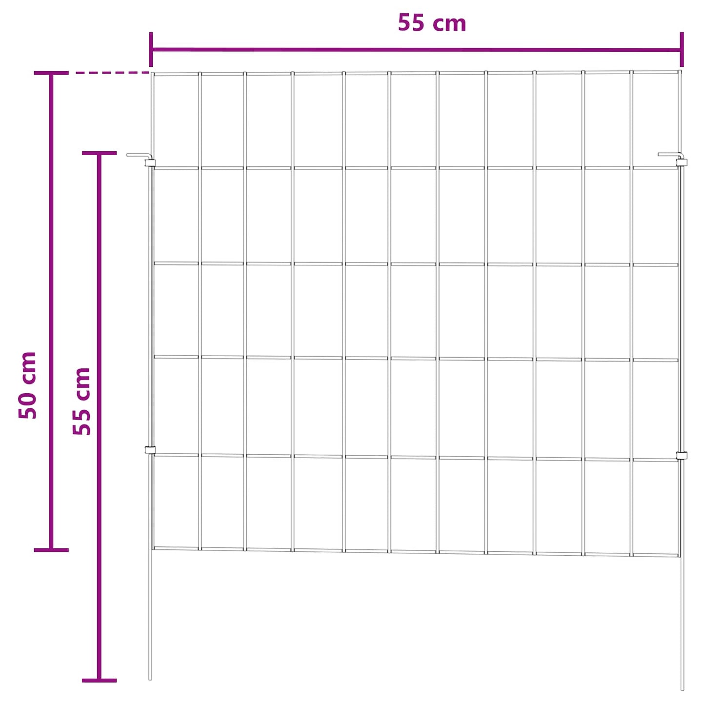 Hagefence med spyd 48 stk. 55 x 50 cm Galvanisert stål Sølv