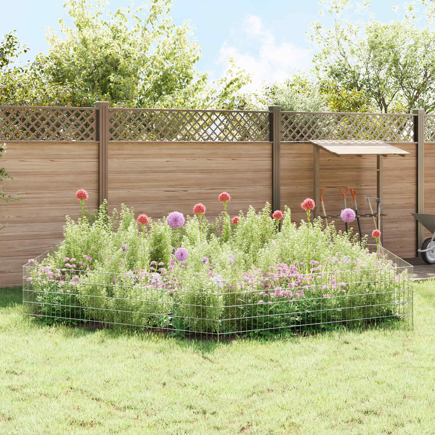 Hagefence med spyd 48 stk. 95 x 50 cm Galvanisert stål Sølv