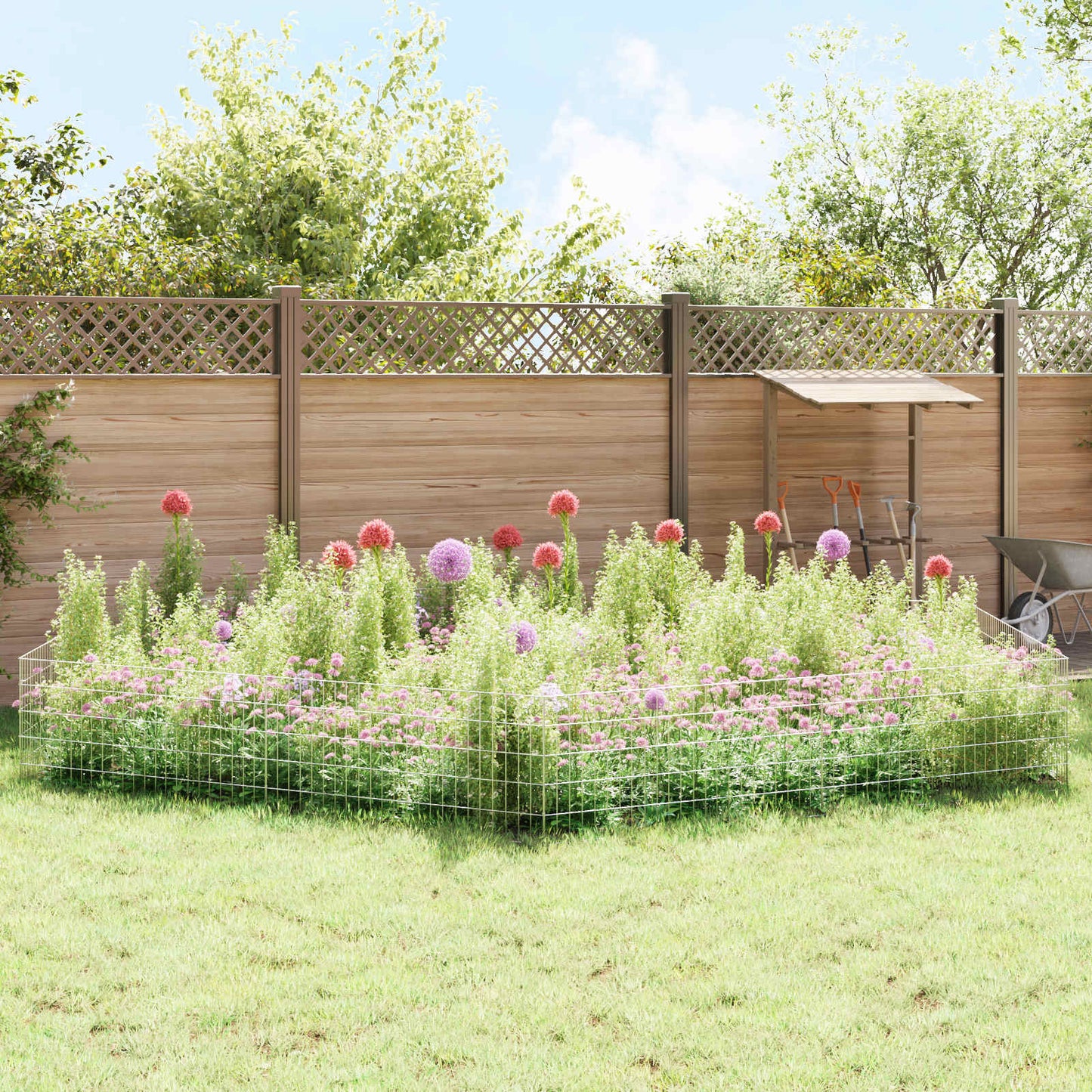 Hagefence med spyd 24 stk. 115 x 50 cm Galvanisert stål Sølv