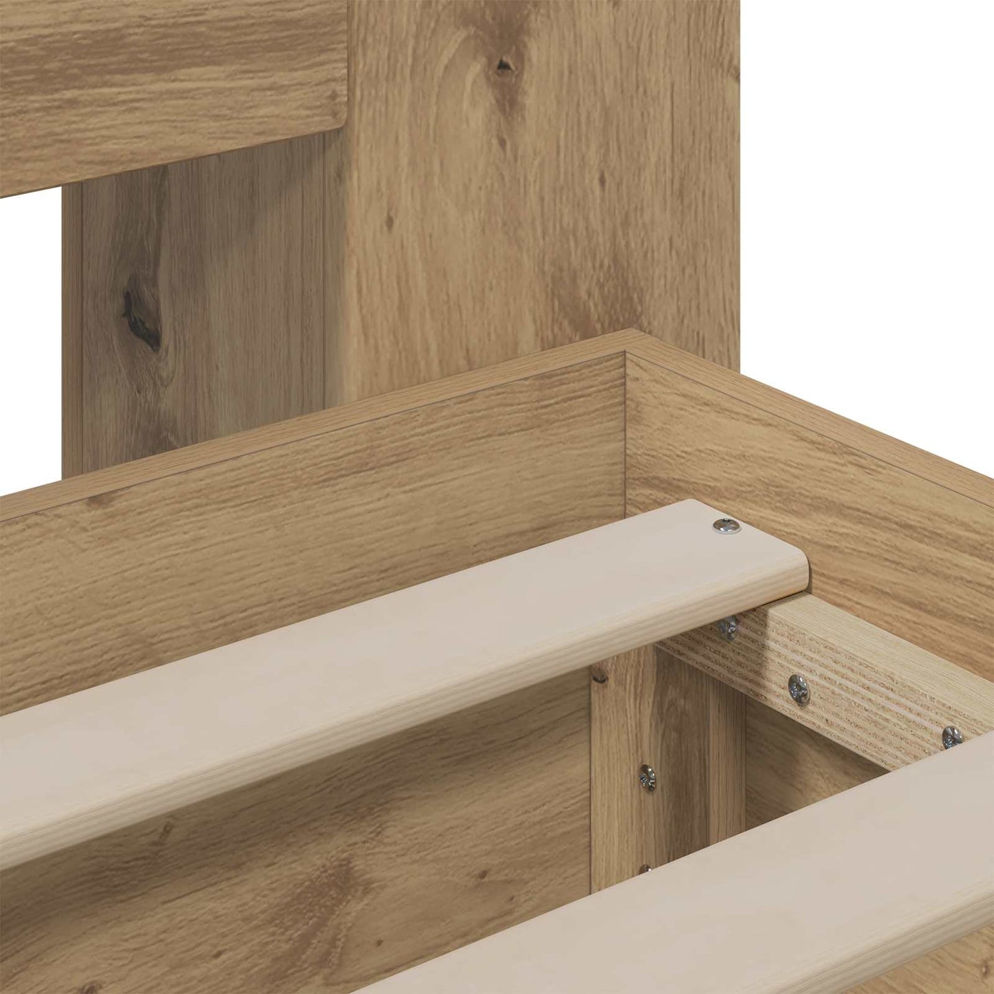 Sengramme med oppbevaring og hodegavl Artisan eik 140 x 190 cm