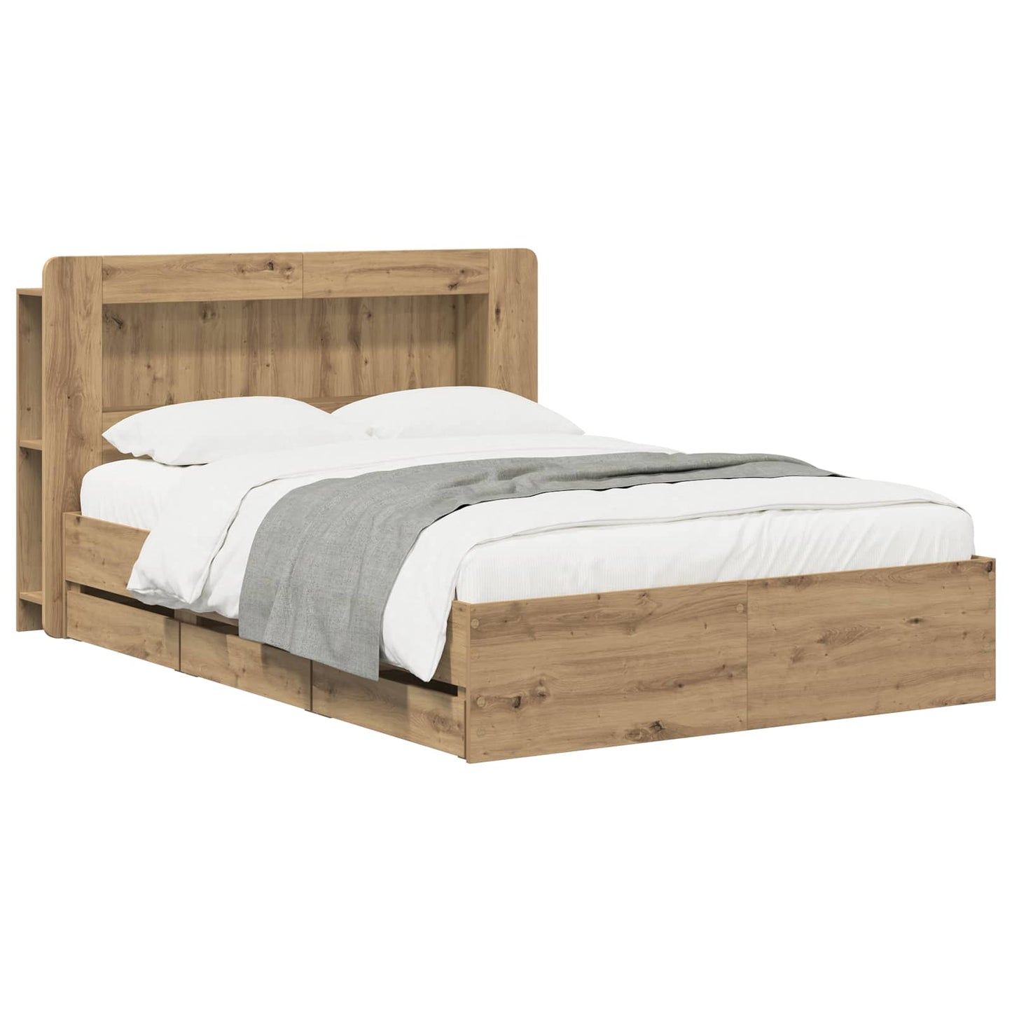 Sengramme med oppbevaring og hodegavl Artisan eik 140 x 190 cm