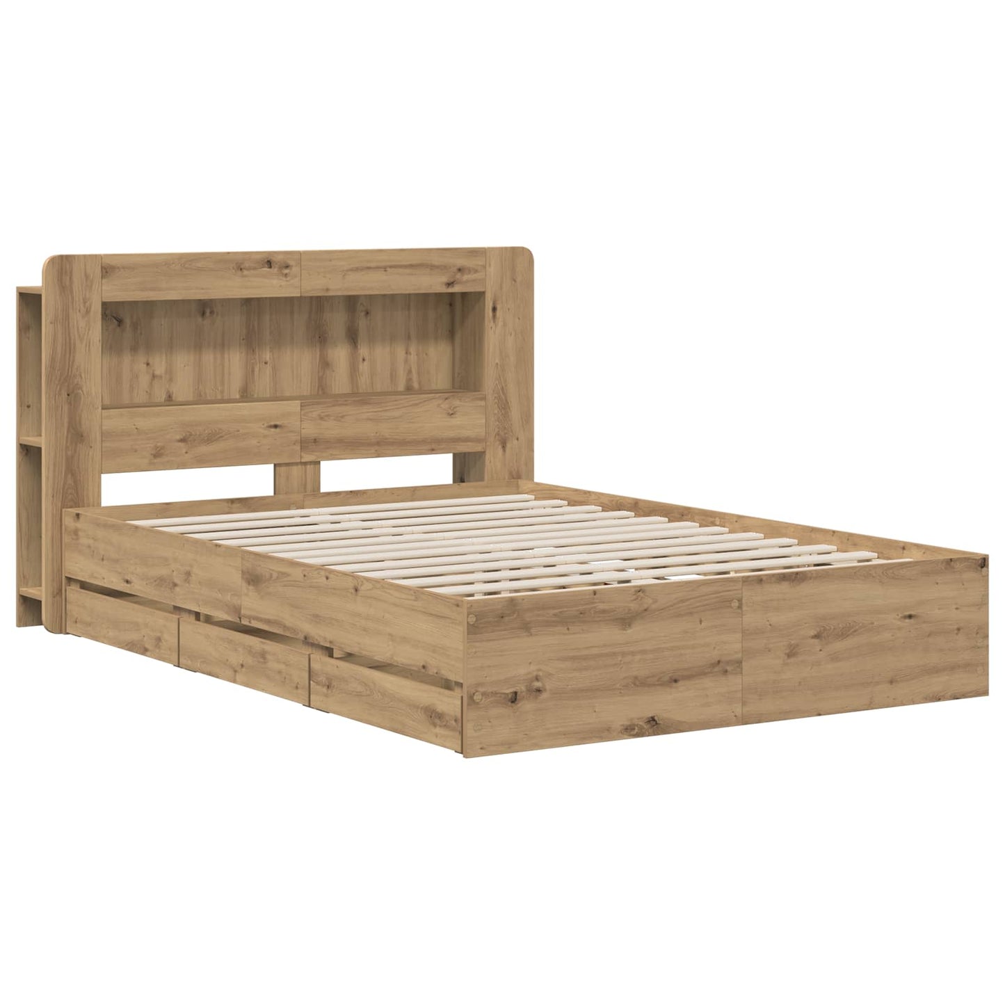 Sengramme med oppbevaring og hodegavl Artisan eik 140 x 190 cm