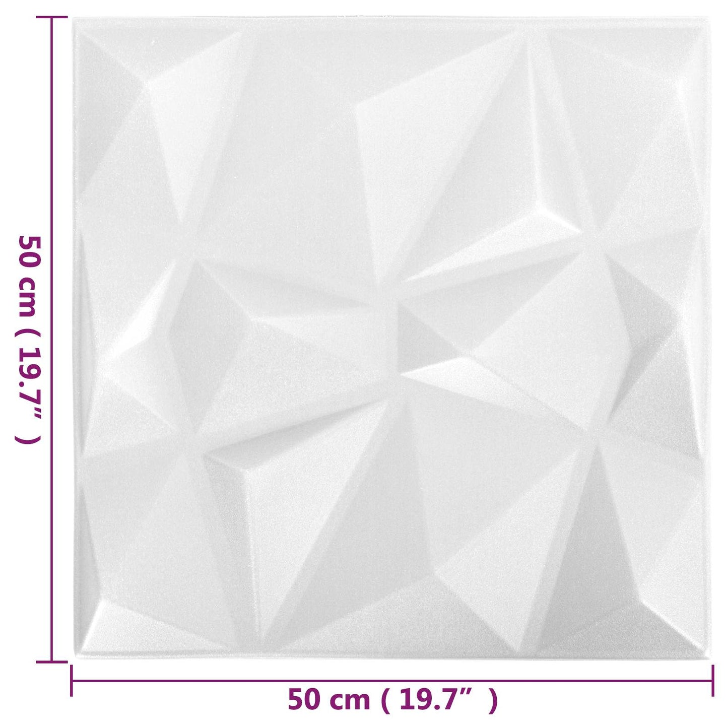 Veggpaneler 12 pcs Diamond Hvit 50 x 50 cm XPS Skum