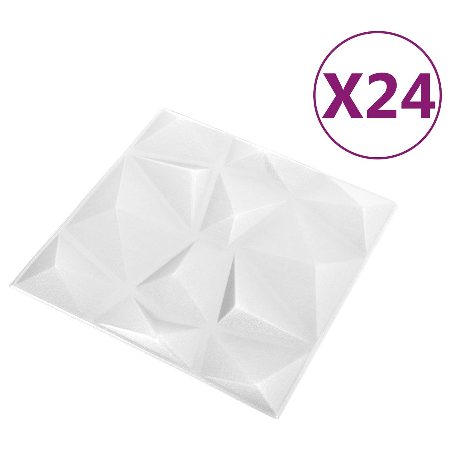 Veggpaneler 24 pcs Diamond Hvit 50 x 50 cm XPS Skum