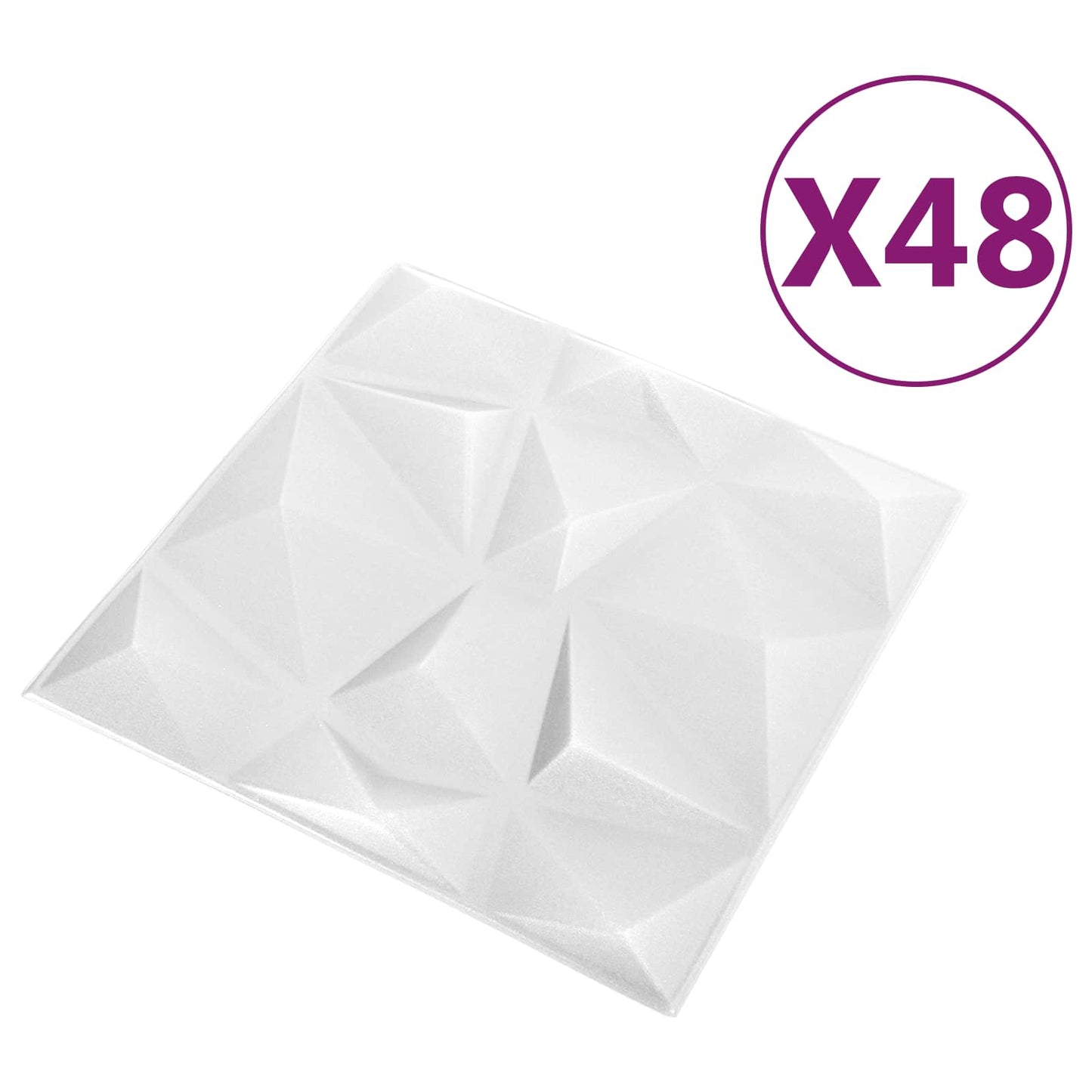 Veggpaneler 48 pcs Diamond Hvit 50 x 50 cm XPS Skum