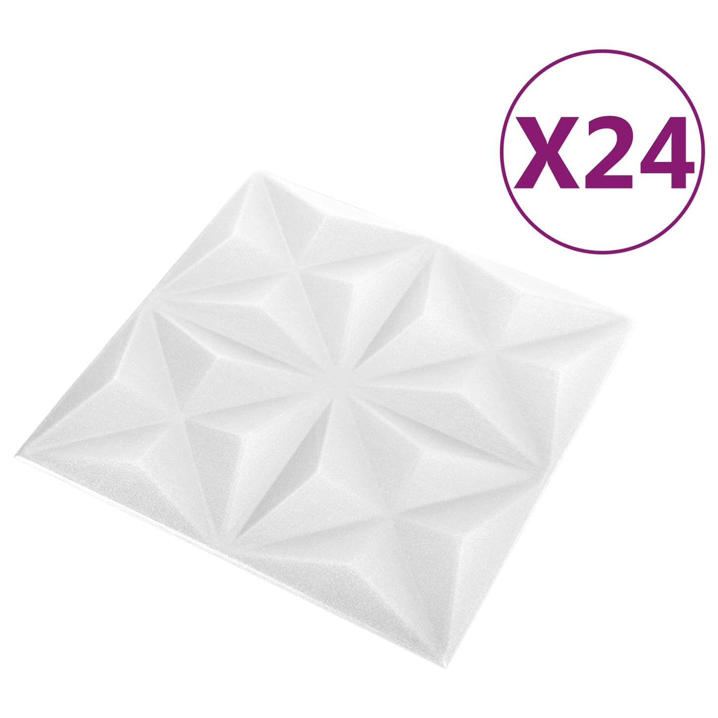 Veggpaneler 24 pcs Origami Hvit 50 x 50 cm XPS Skum
