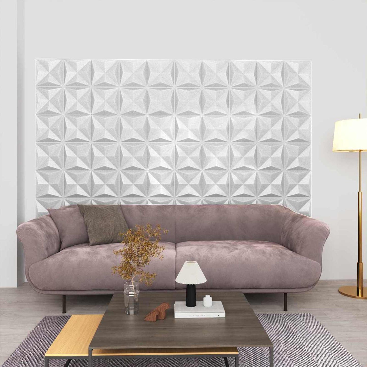 Veggpaneler 48 pcs Origami Hvit 50 x 50 cm XPS Skum