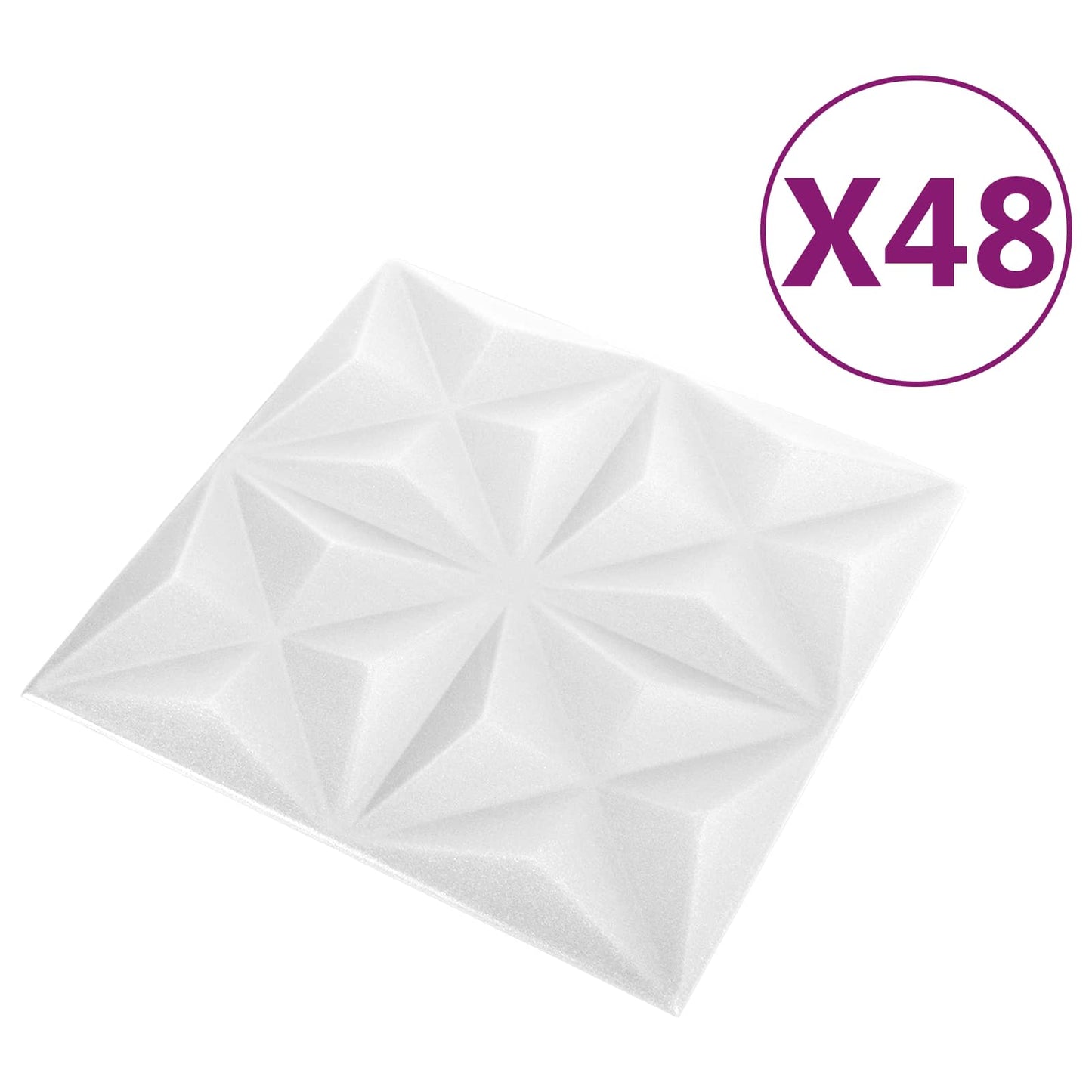 Veggpaneler 48 pcs Origami Hvit 50 x 50 cm XPS Skum