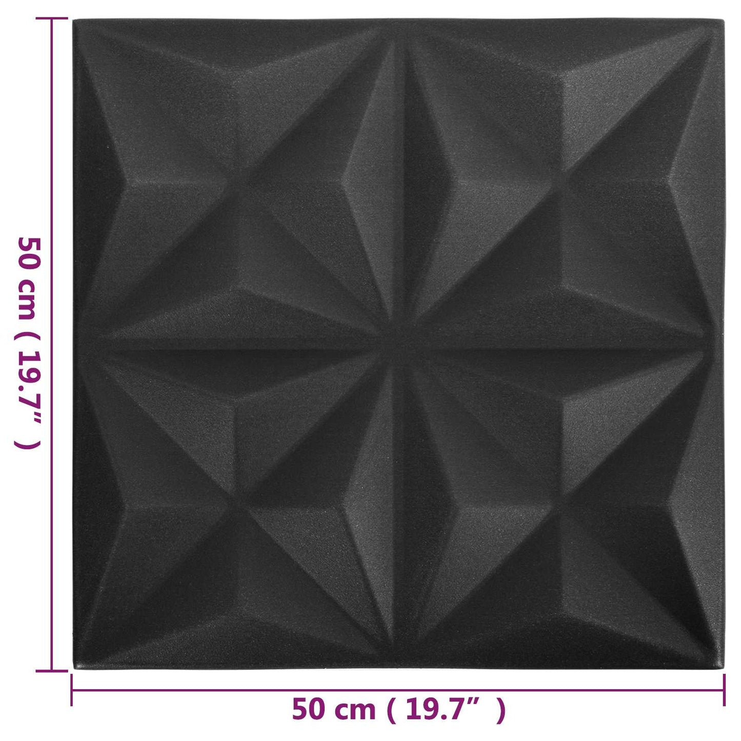 Veggpaneler 48 pcs Origami Svart 50 x 50 cm XPS Skum
