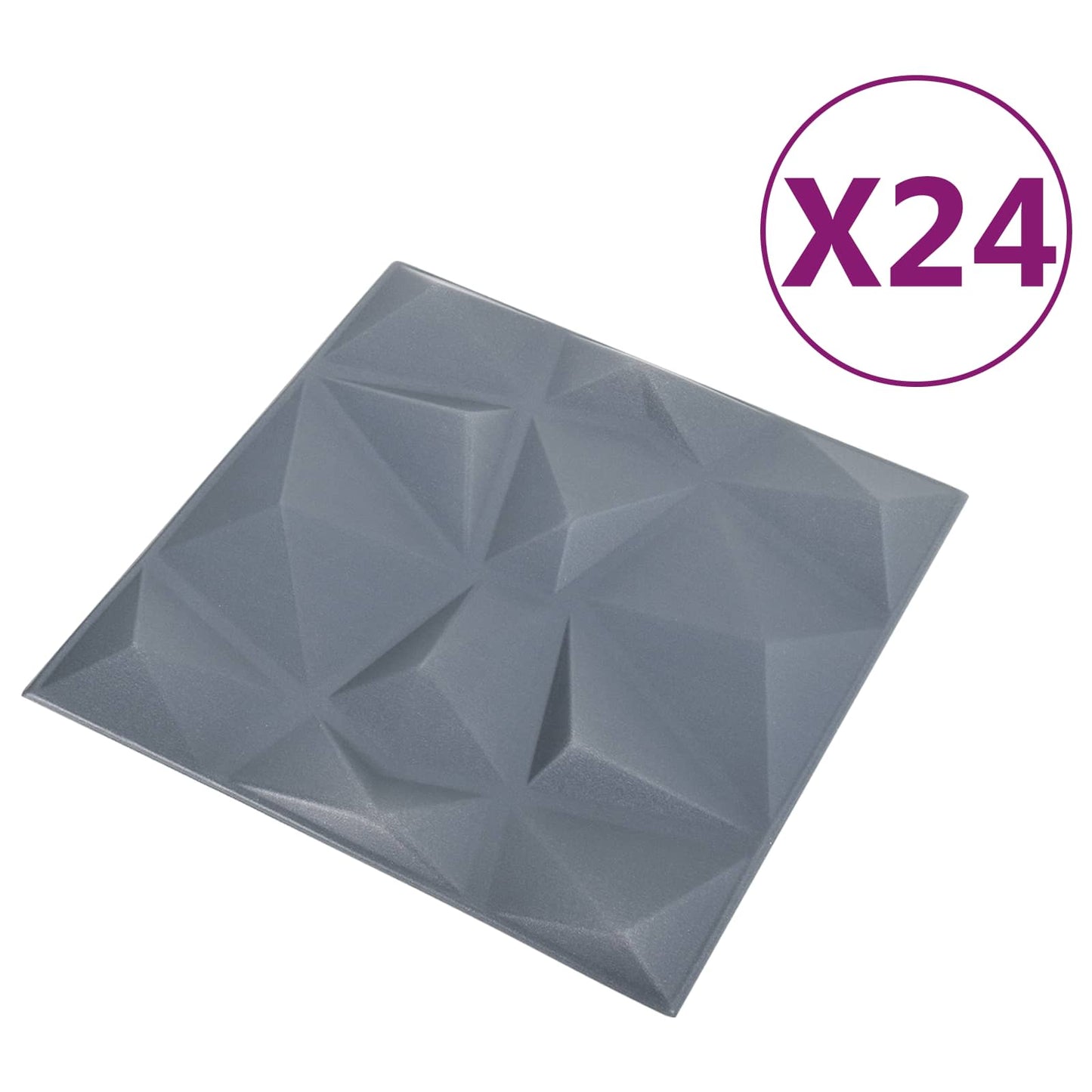 Veggpaneler 24 pcs Diamond Grå 50 x 50 cm XPS Skum