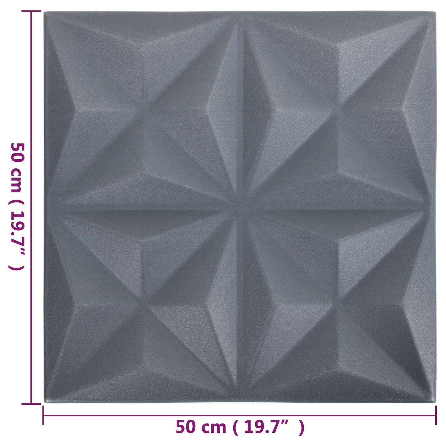 Veggpaneler 48 pcs Origami Grå 50 x 50 cm XPS Skum