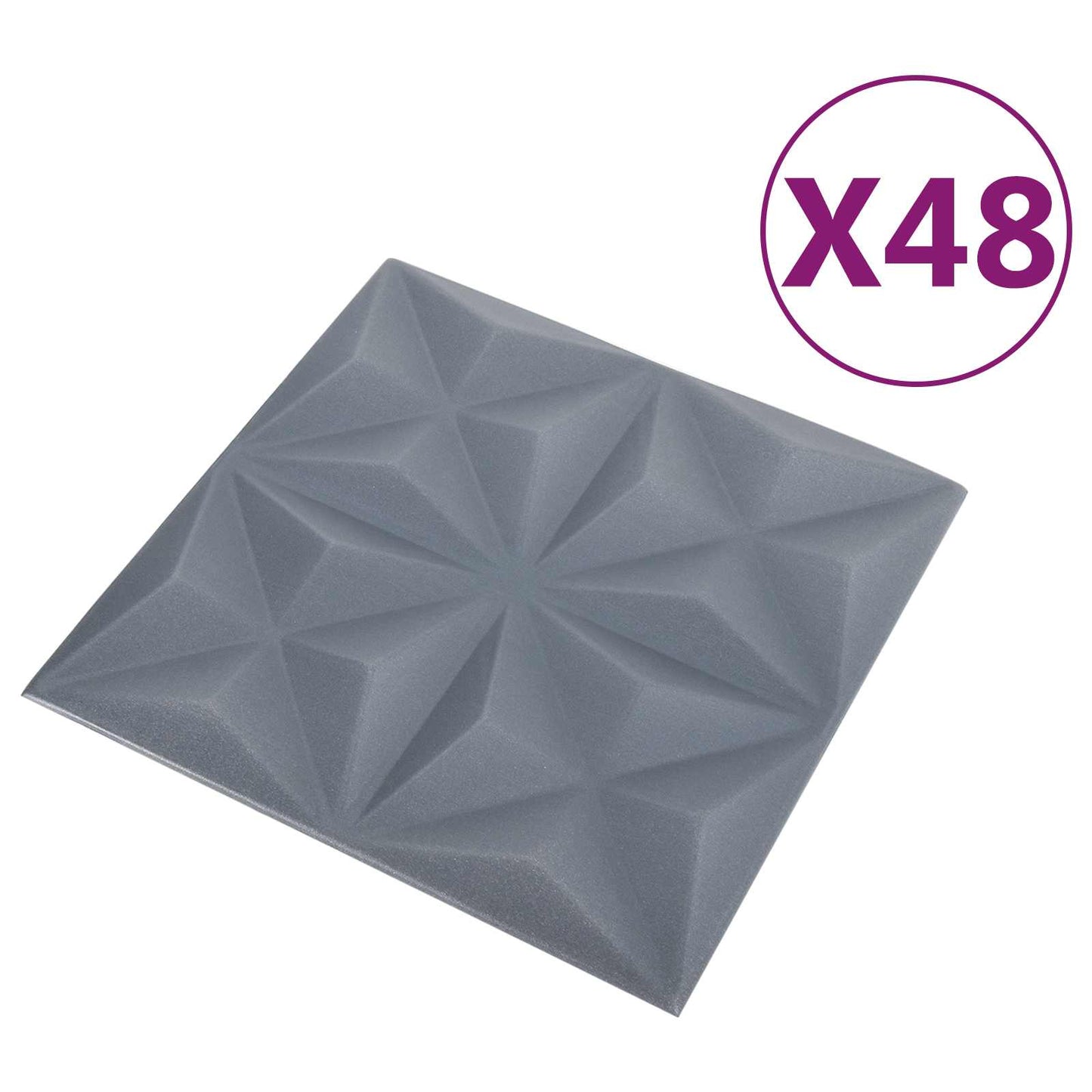 Veggpaneler 48 pcs Origami Grå 50 x 50 cm XPS Skum