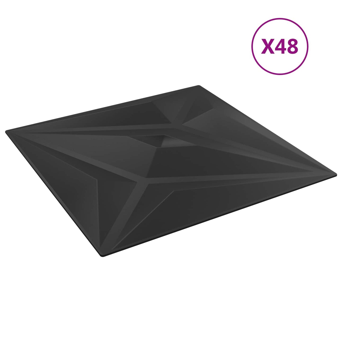 Veggpaneler Stjerne 48 pcs Svart Star 50 x 50 cm XPS Skum