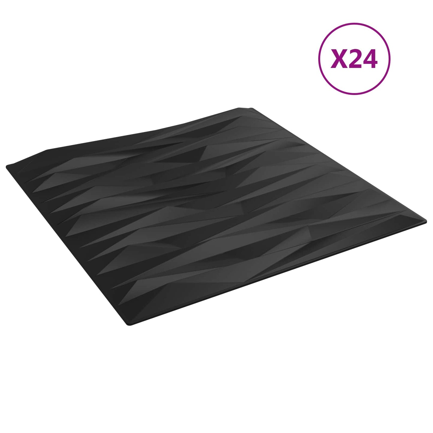 Veggpaneler 24 pcs Svart Stein 50 x 50 cm XPS Skum
