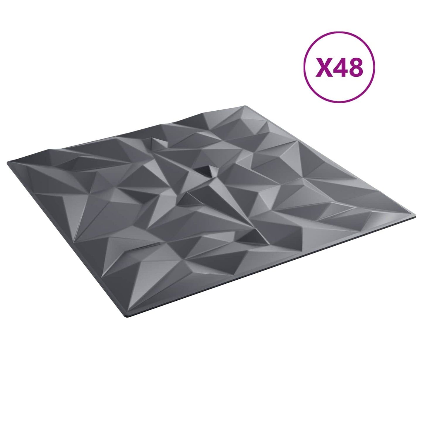 Veggpaneler 48 pcs Amethyst Grå 50 x 50 cm XPS Skum