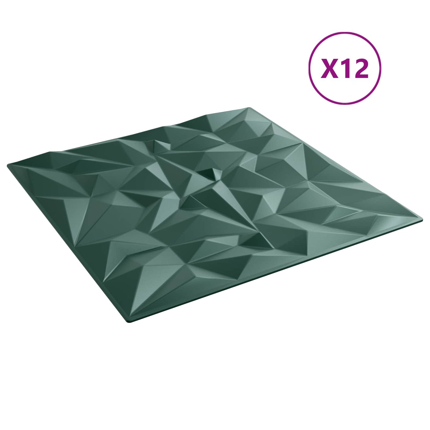 Veggpaneler 12 pcs Amethyst Grønn 50 x 50 cm XPS Skum
