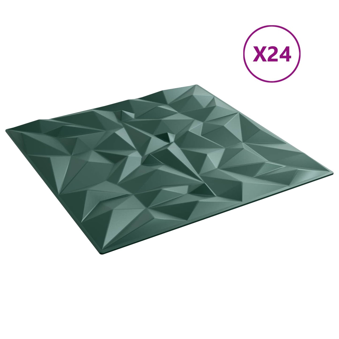 Veggpaneler 24 pcs Amethyst Grønn 50 x 50 cm XPS Skum