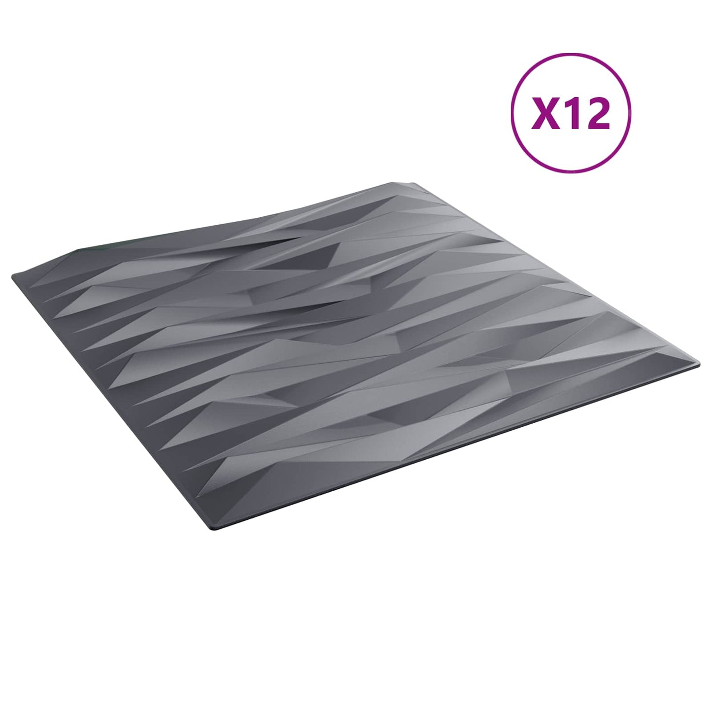 Veggpaneler 12 pcs Stein grå 50 x 50 cm XPS Skum