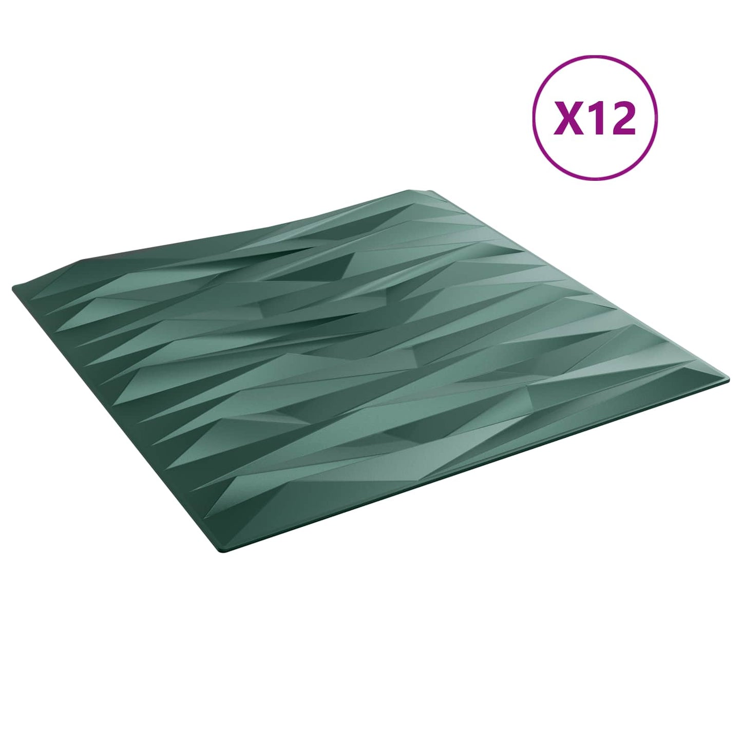 Veggpaneler 12 pcs Stone Grønn 50 x 50 cm XPS Skum