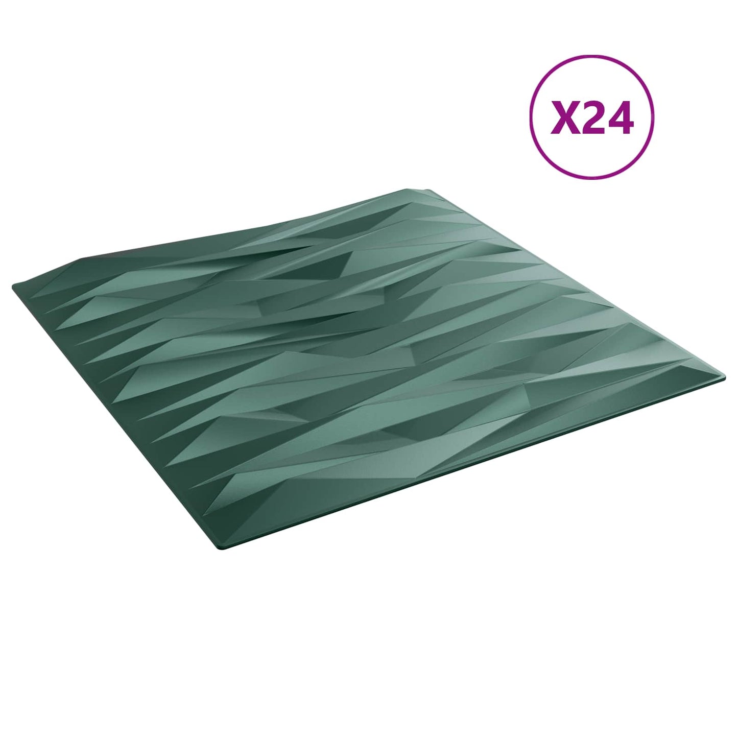 Veggpaneler 24 pcs Stone Grønn 50 x 50 cm XPS Skum