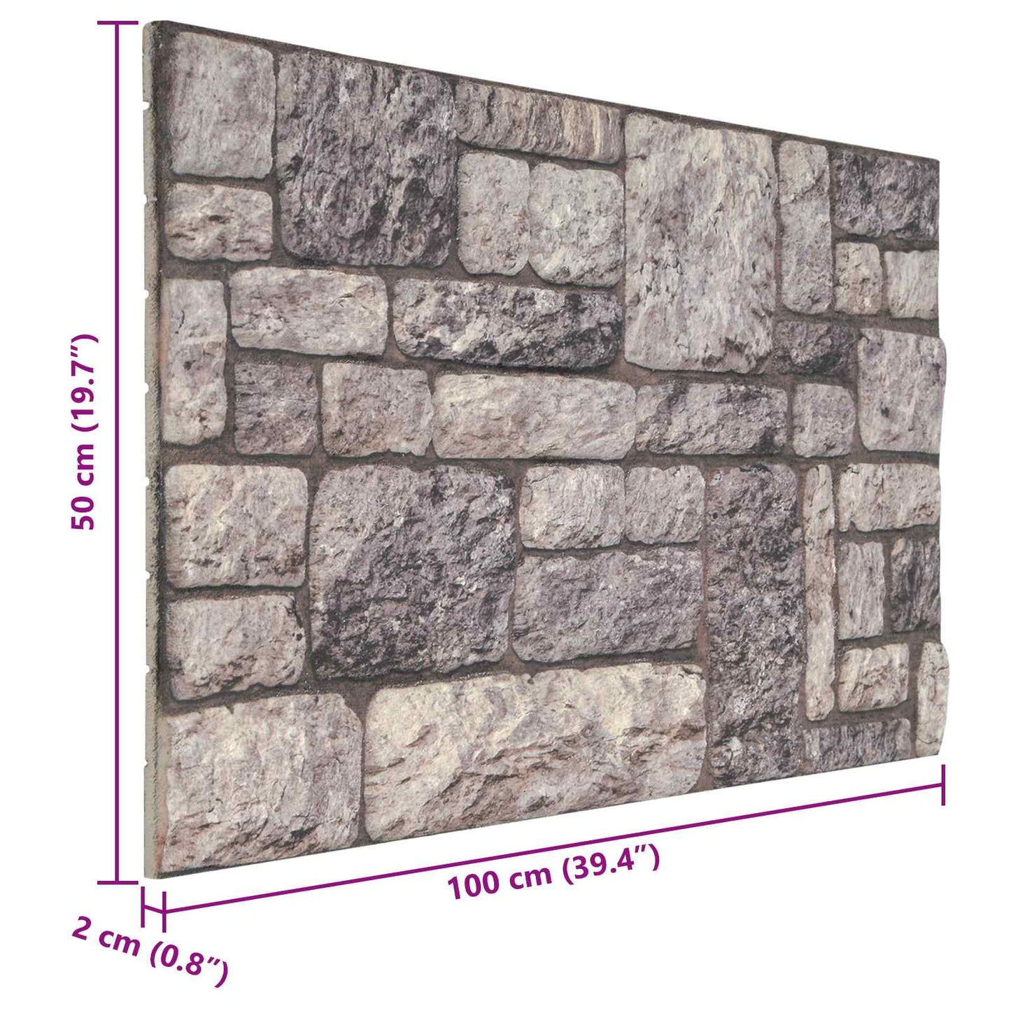 Veggpaneler 10 pcs Grå og hvit 100 x 50 cm EPS Skum