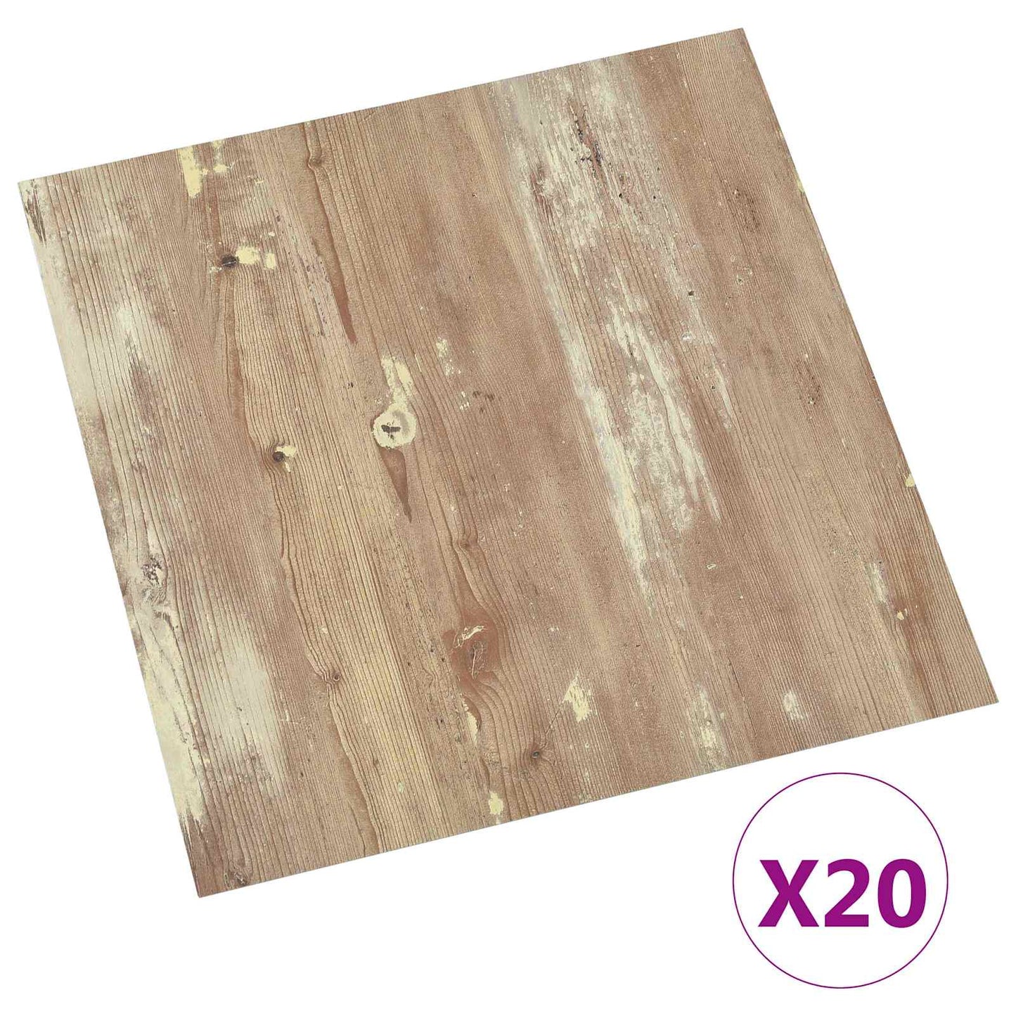 Selvheftende Gulvplanker 30,5 x 30,5 cm 20 pcs PVC Brun og hvit
