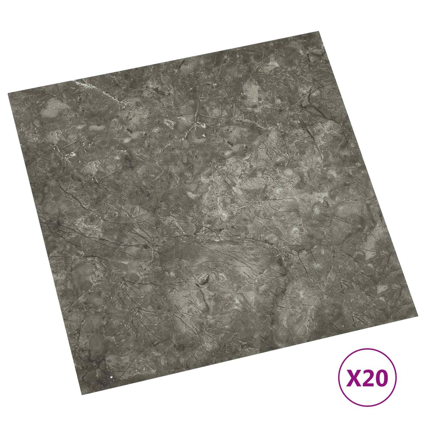 Selvheftende Gulvplanker 30,5 x 30,5 cm 20 pcs PVC Svart og Grå
