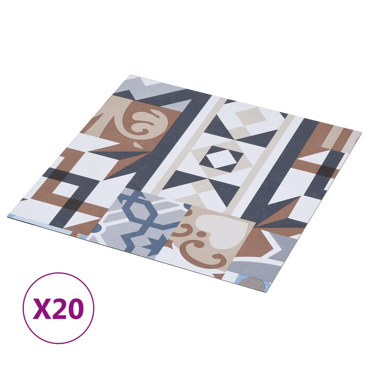 Selvheftende Gulvplanker 30,5 x 30,5 cm 20 pcs PVC Mono Mønster