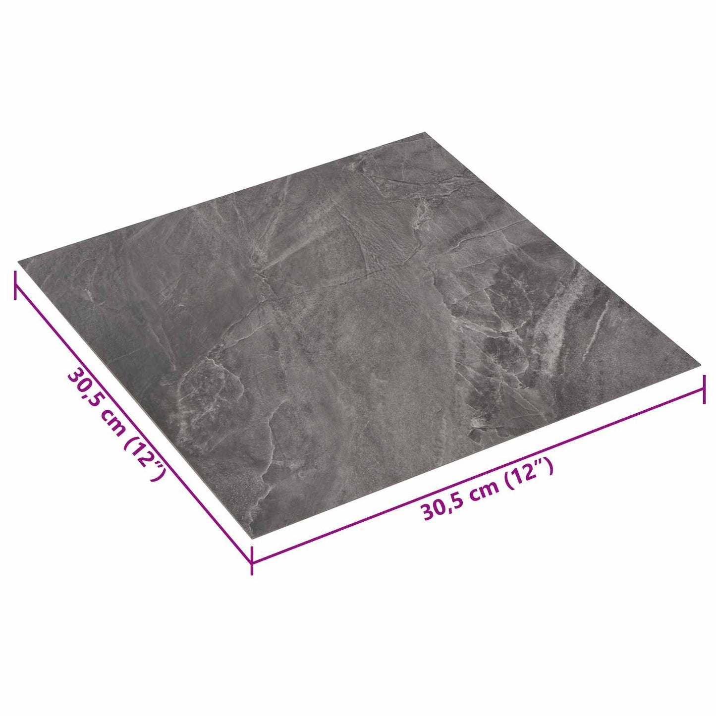 Selvheftende Gulvplanker 30,5 x 30,5 cm 20 pcs PVC Svart